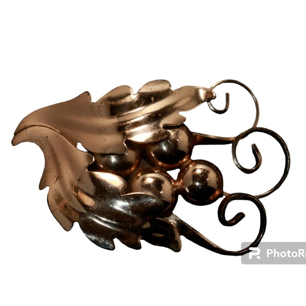 Vintage 1940s Napier Leaf Spray Motif Brooch Sterling Silver 925 Gold Tone 24G